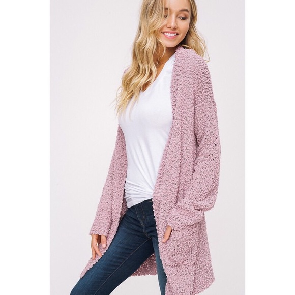 >>LAST<< Polly Popcorn Chunky Cardigan - Mauve - Picture 2 of 3